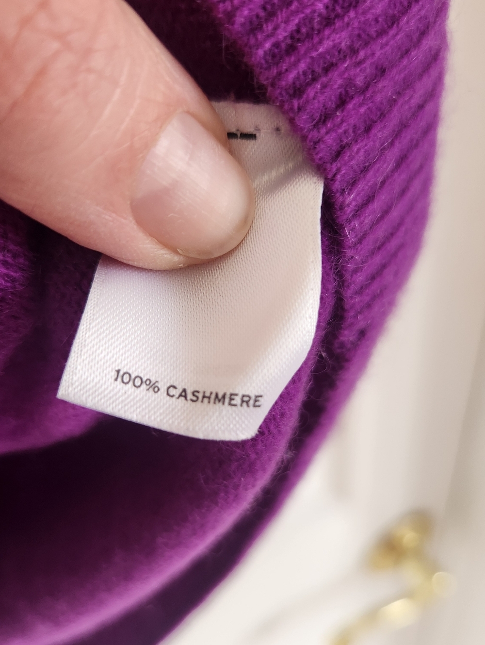 V-Neck Women's Sweater in Purple - Classic Knit - Picture 4 of 5